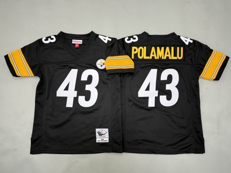 Youth Pittsburgh Steelers #43 Polamalu Black Throwback Limited Nike NFL Jersey 01->youth nfl jersey->Youth Jersey